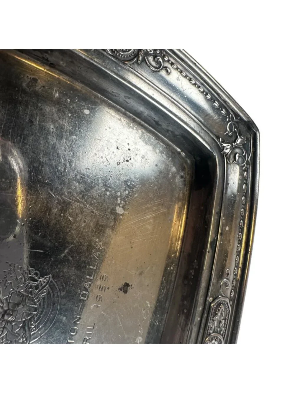 1959 Sheraton Dallas Texas Hotel London Club Silver Change Tip Tray Reed Barton